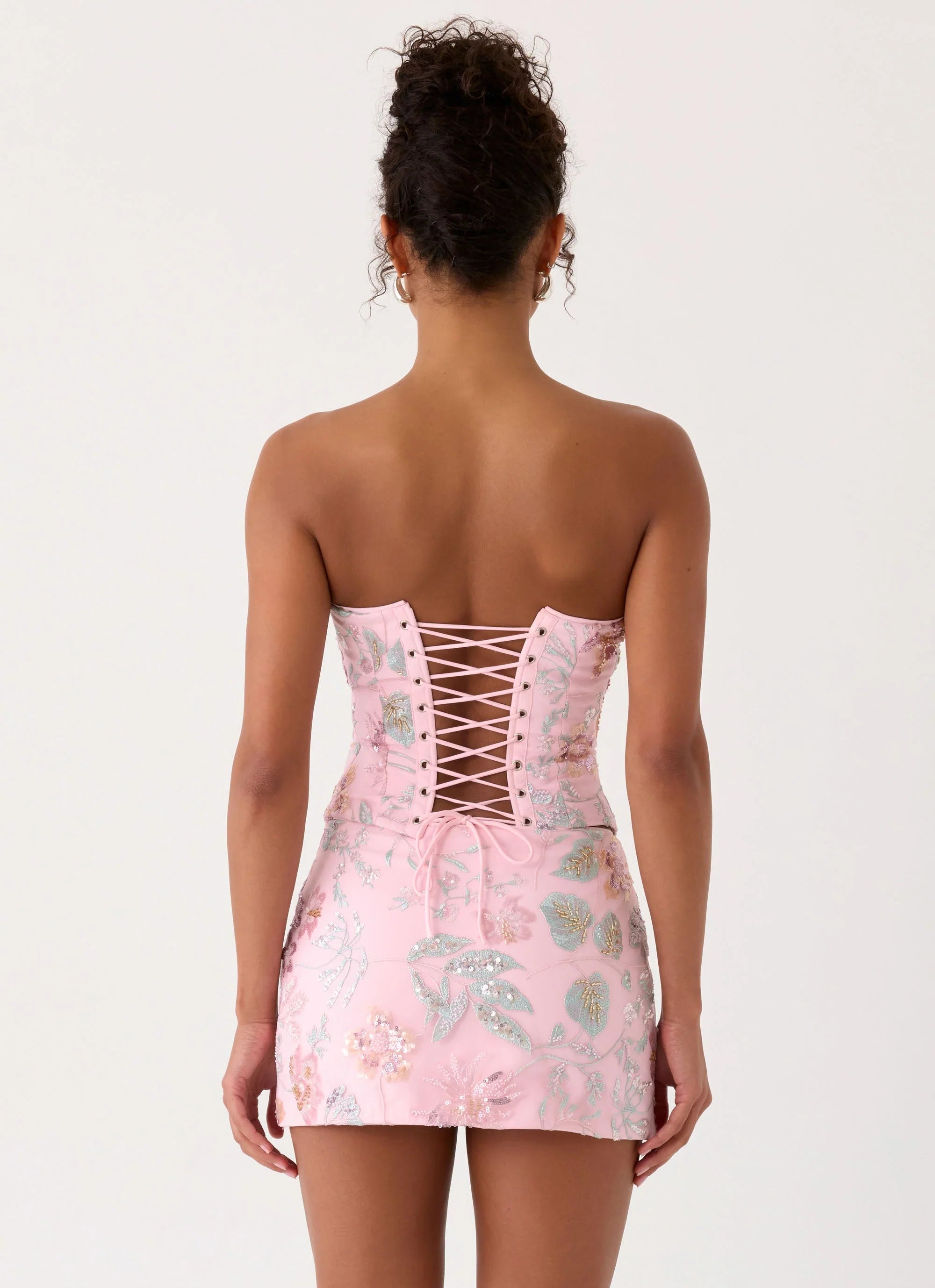 Solaire Strapless Corset Top Pink