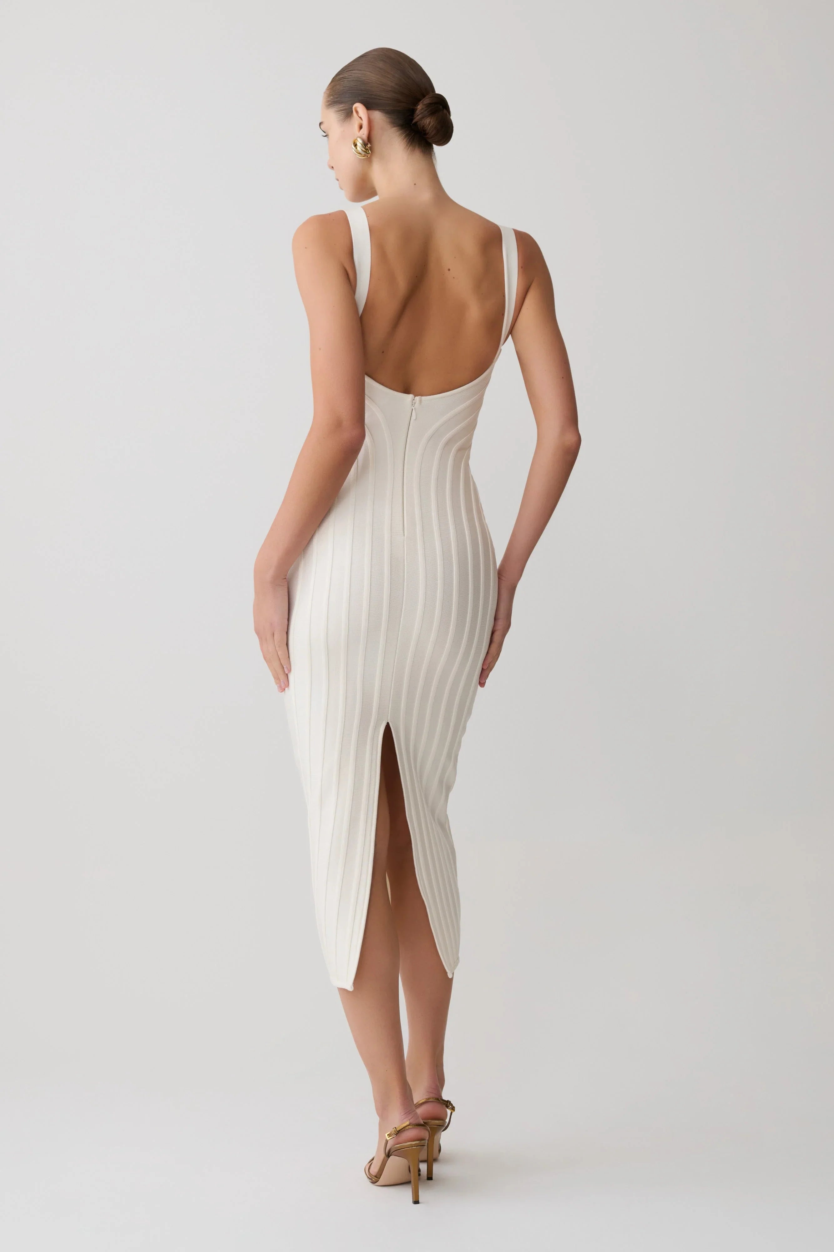 Gia Bandage Knit Midi Dress Ivory