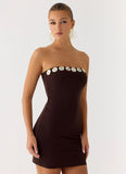 Leroy Button Mini Dress Chocolate