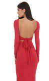 Open Back Bow Maxi Dress in Red