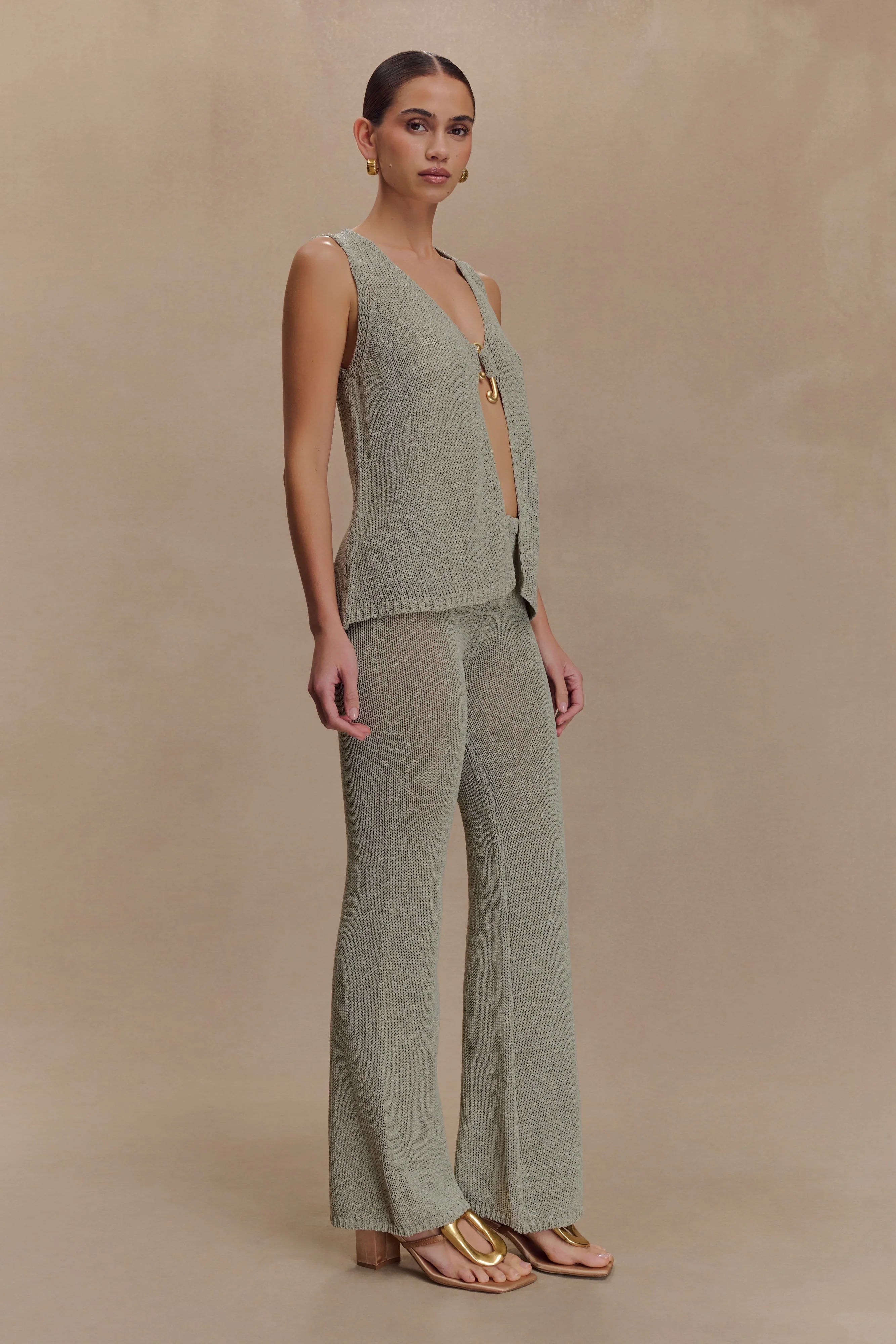 Malani Knit Top With Hardware Sage