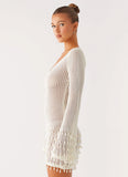 Majestic Beaded Crochet Mini Dress Ivory