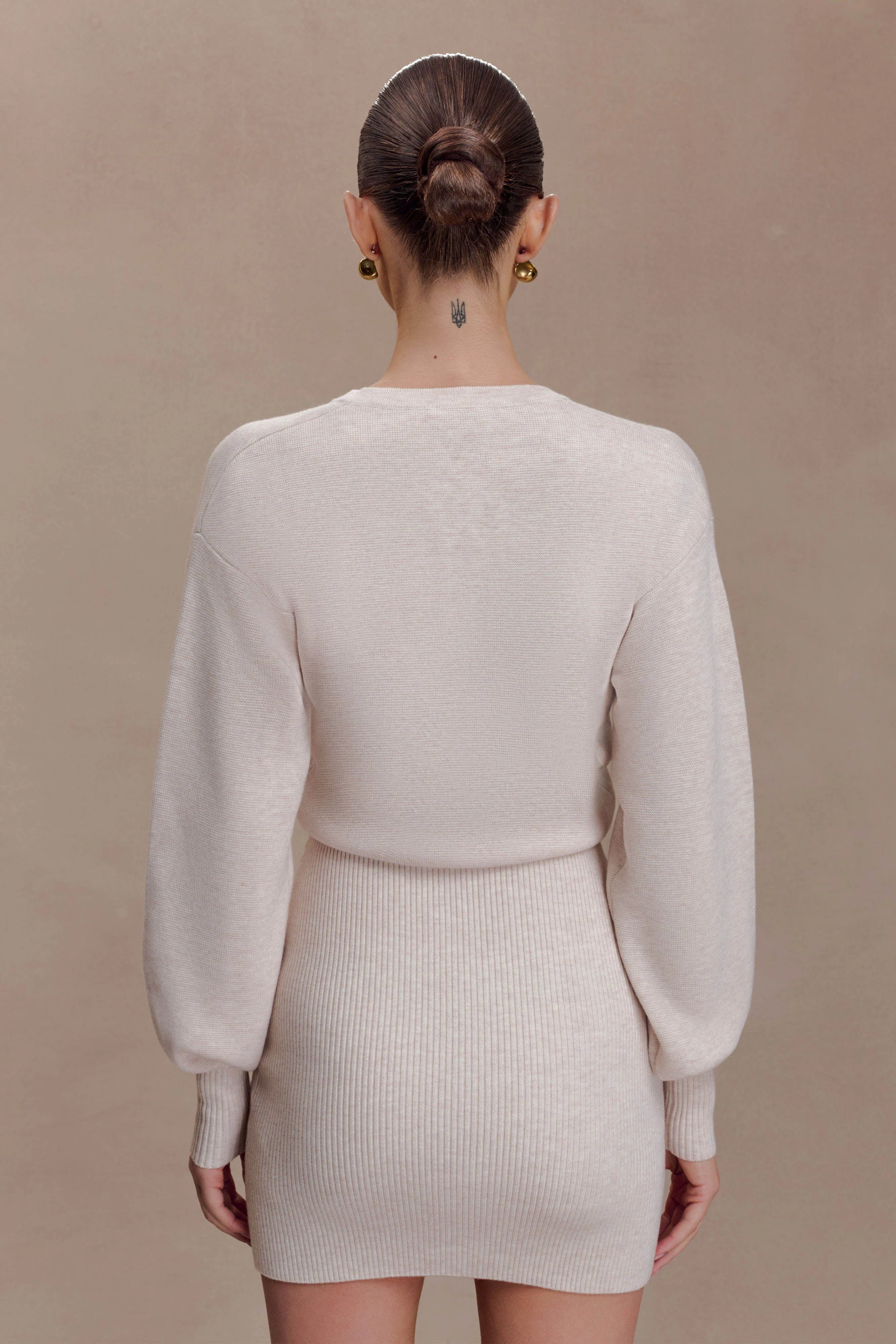 Xaden Wool Mix Knit Mini Dress Oat Marle
