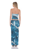 Strapless Floral Mesh Two Piece Set in Blue