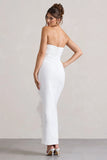 Chosen White Bandeau Wrap Maxi Dress With Feather Trim