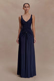 Perrie Slinky Ruched Maxi Dress Ink Blue