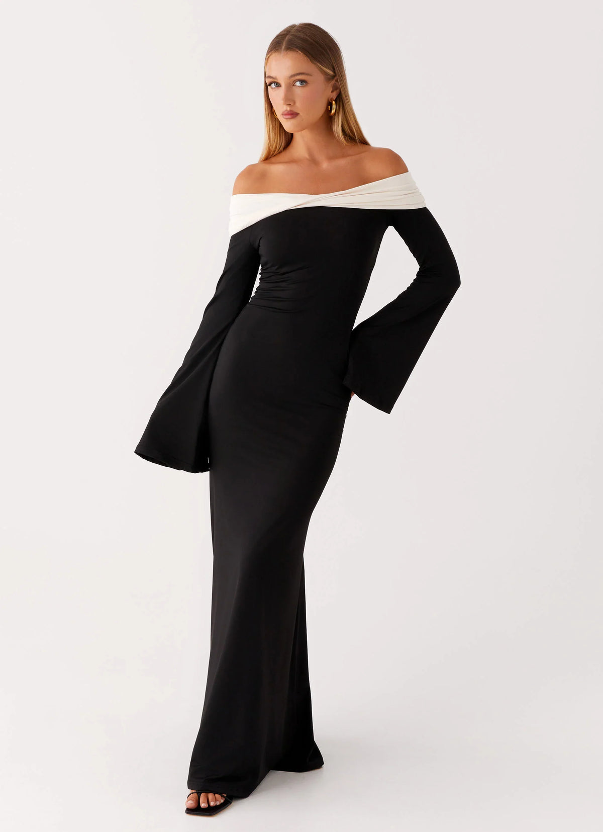 Hits Different Long Sleeve Maxi Dress Black