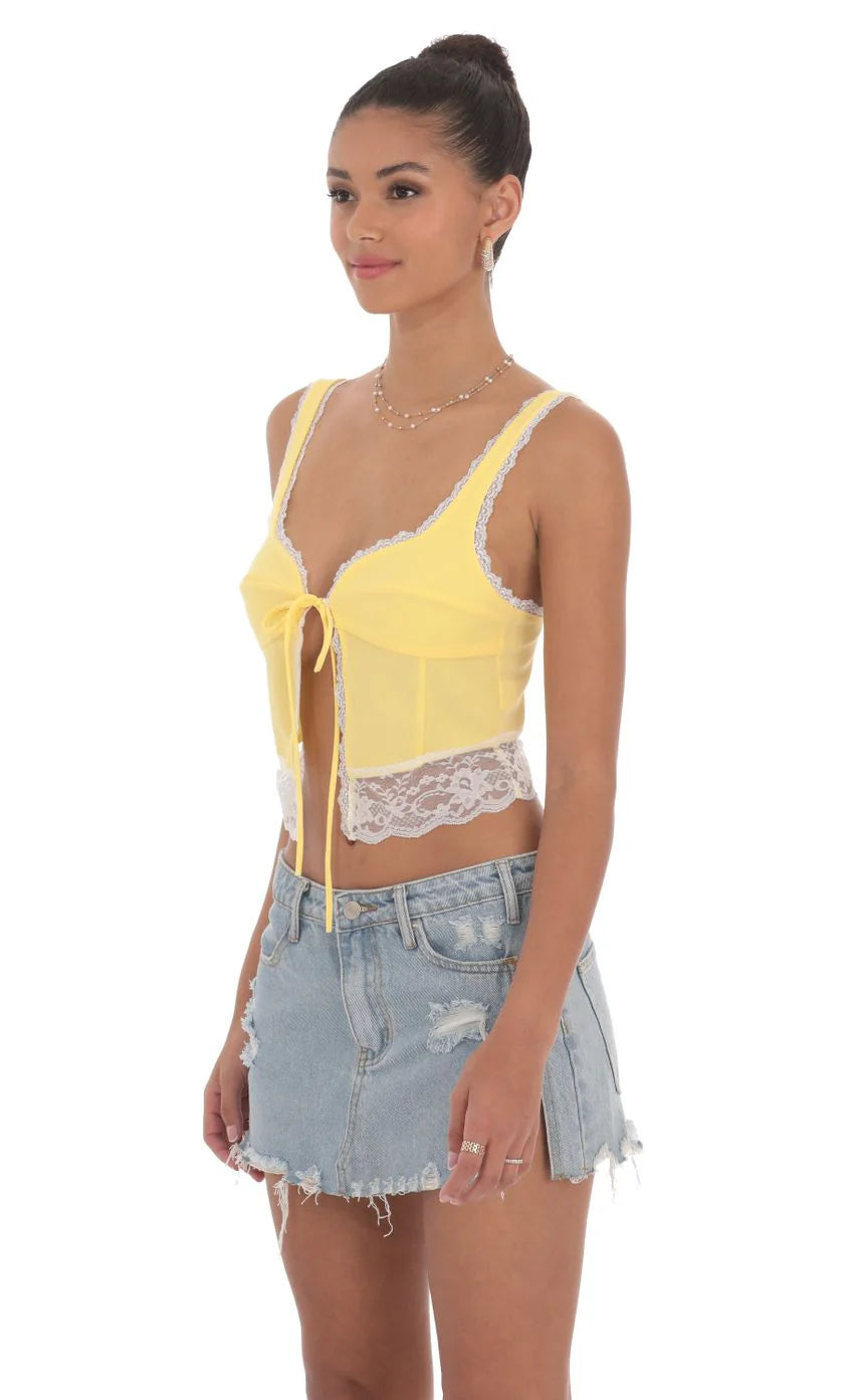 Lace Vest Top in Yellow