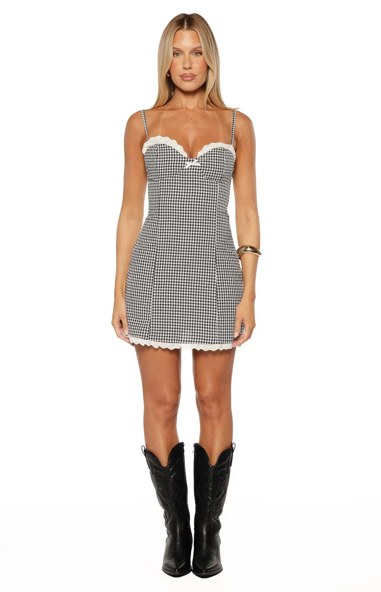 Cutie Black Gingham Mini Dress