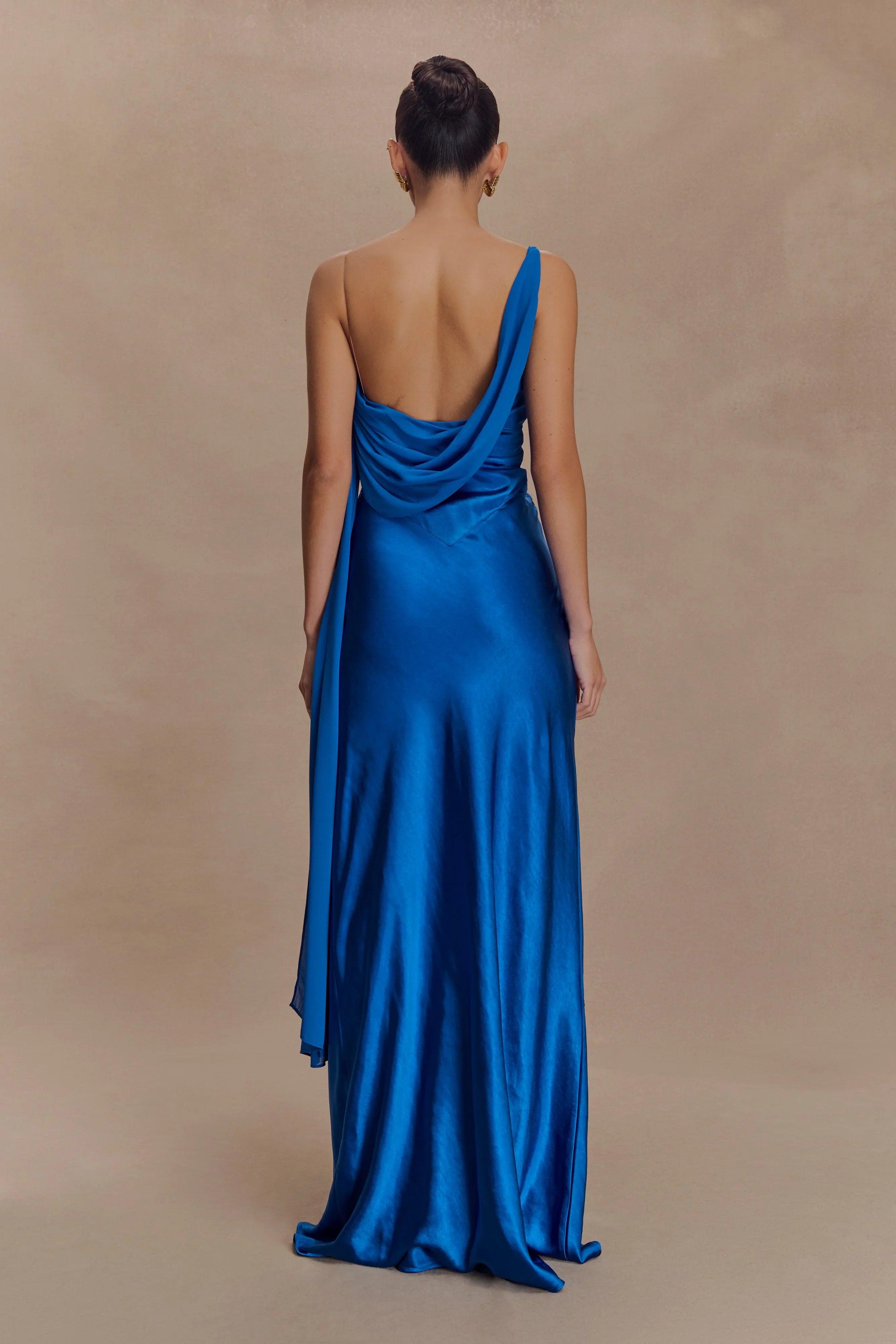 Carah Satin And Chiffon Maxi Dress Cobalt