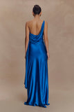 Carah Satin And Chiffon Maxi Dress Cobalt