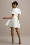 Emelia White Puff Sleeve Skater Mini Dress