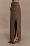 Cassie Column Maxi Skirt Cacao Brown