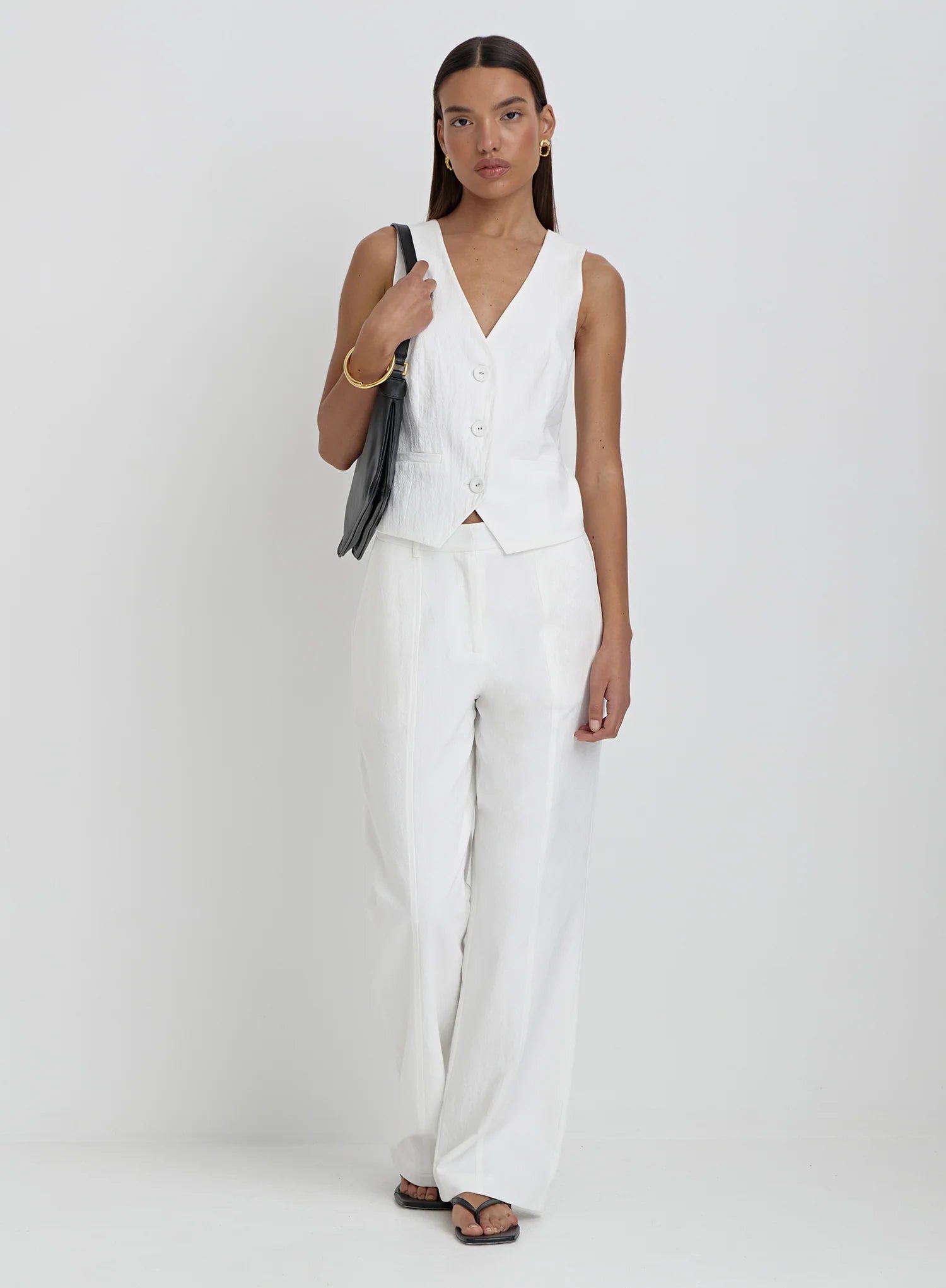 White Linen Tailored Trousers