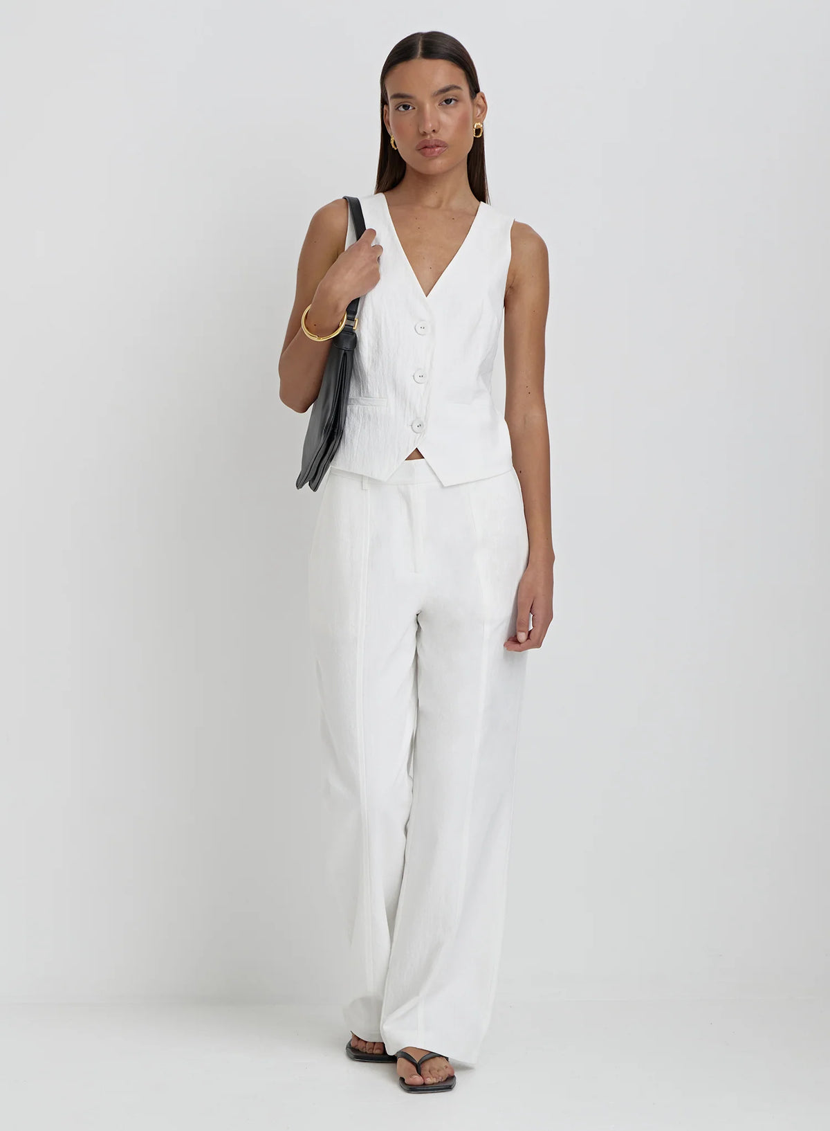 White Linen Tailored Trousers