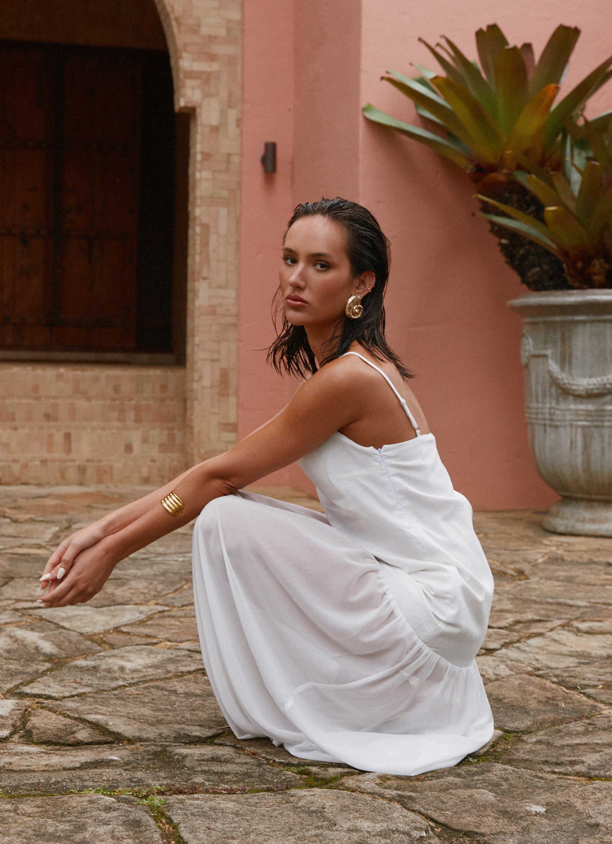Heavenly Linen Maxi Dress White