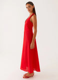Falling For You Midi Dress Red