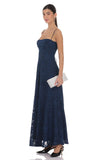 Burnout Lace Up Maxi Dress in Navy
