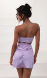 Leopard Satin Set in Lilac