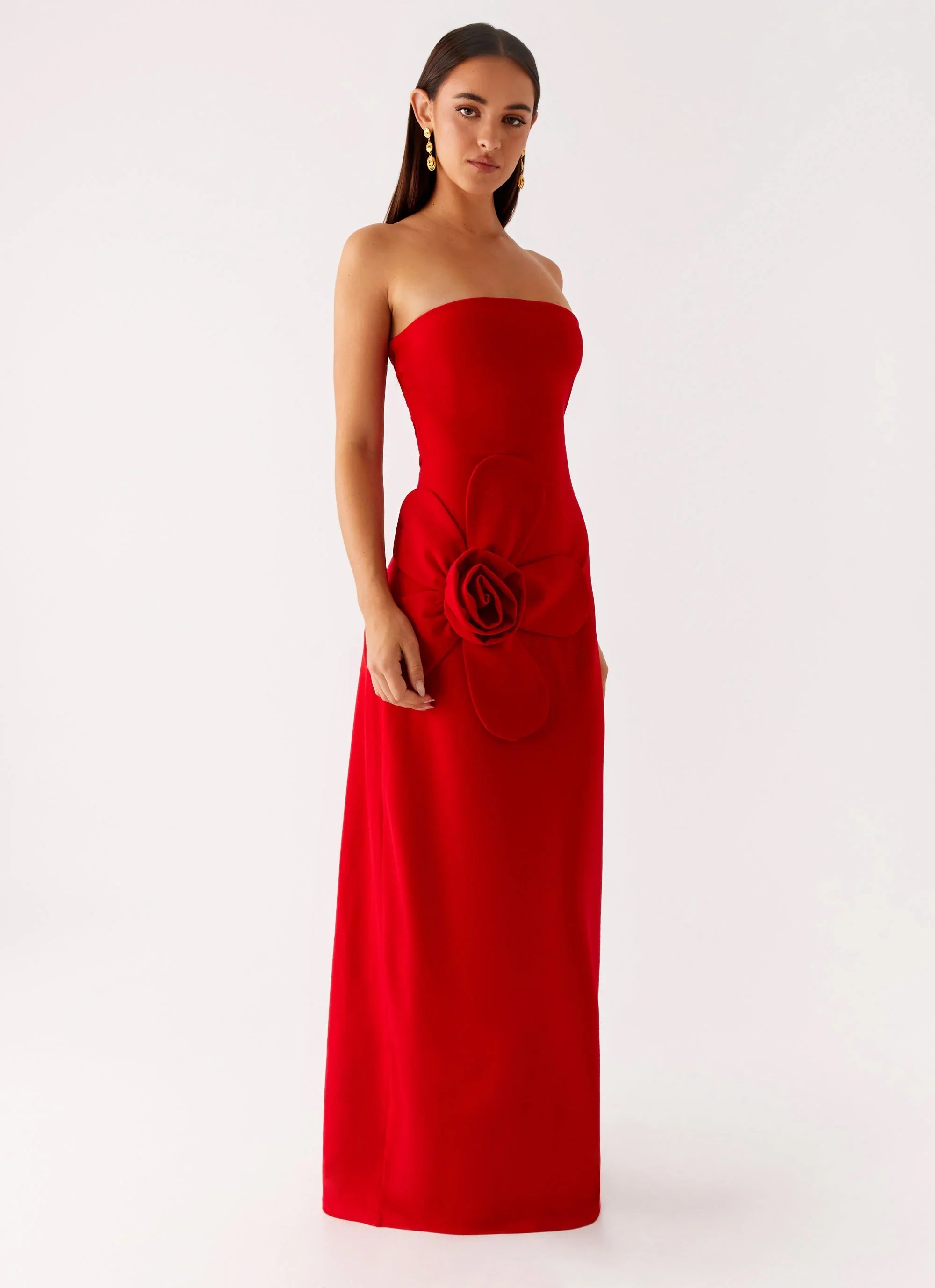 Hilton Strapless Maxi Dress Red