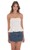 Floral Strapless Peplum Top in White