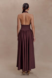 Angelina Scuba Halter Midi Dress Chocolate