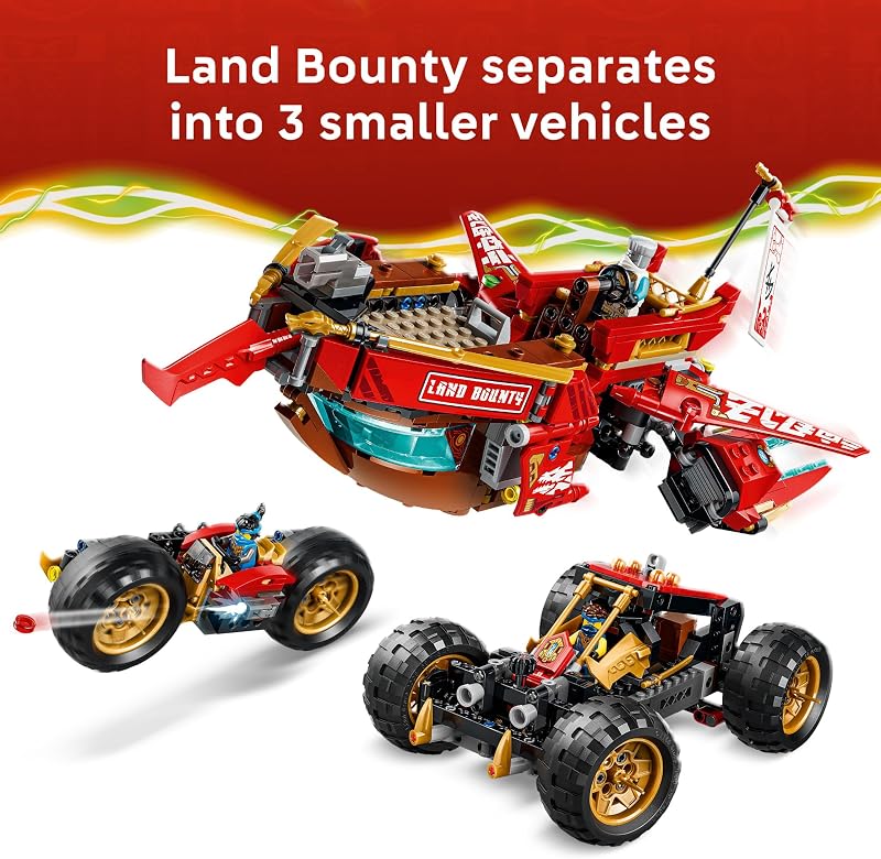 LEGO NINJAGO Land Bounty 71869 Building Toys for Boys Girls Ages 9 3 Toy Vehicles Set Pretend Play 6 Minifigures 1214 pieces Gift Idea