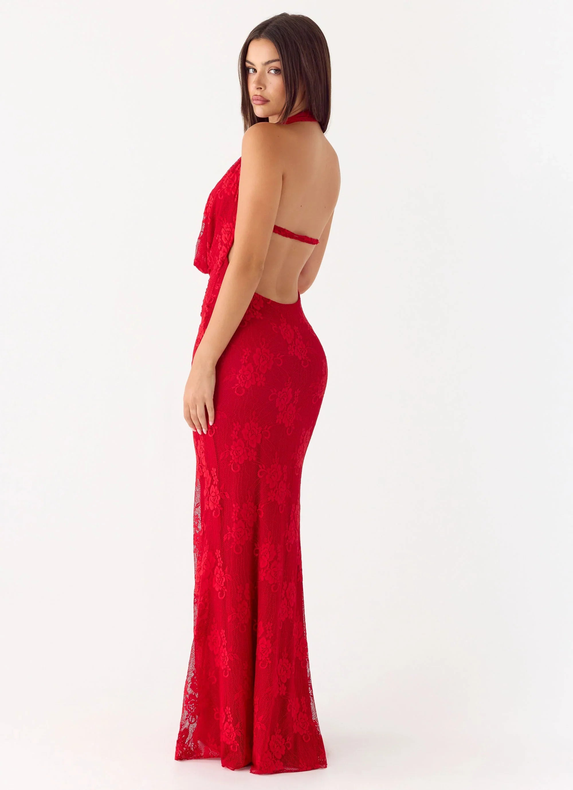 Mitchella Lace Maxi Dress Red