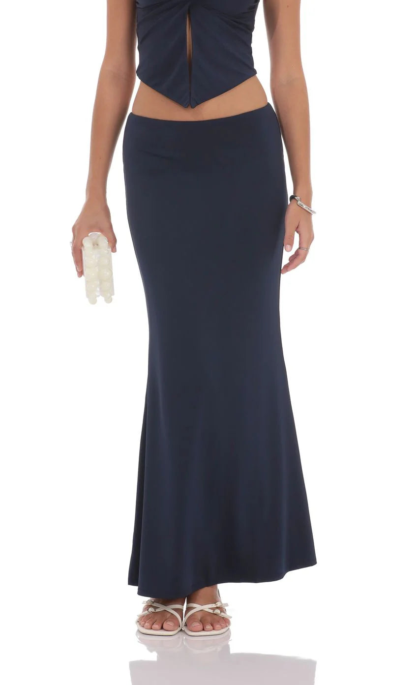 V Neck Twist Two Piece Set in Navy