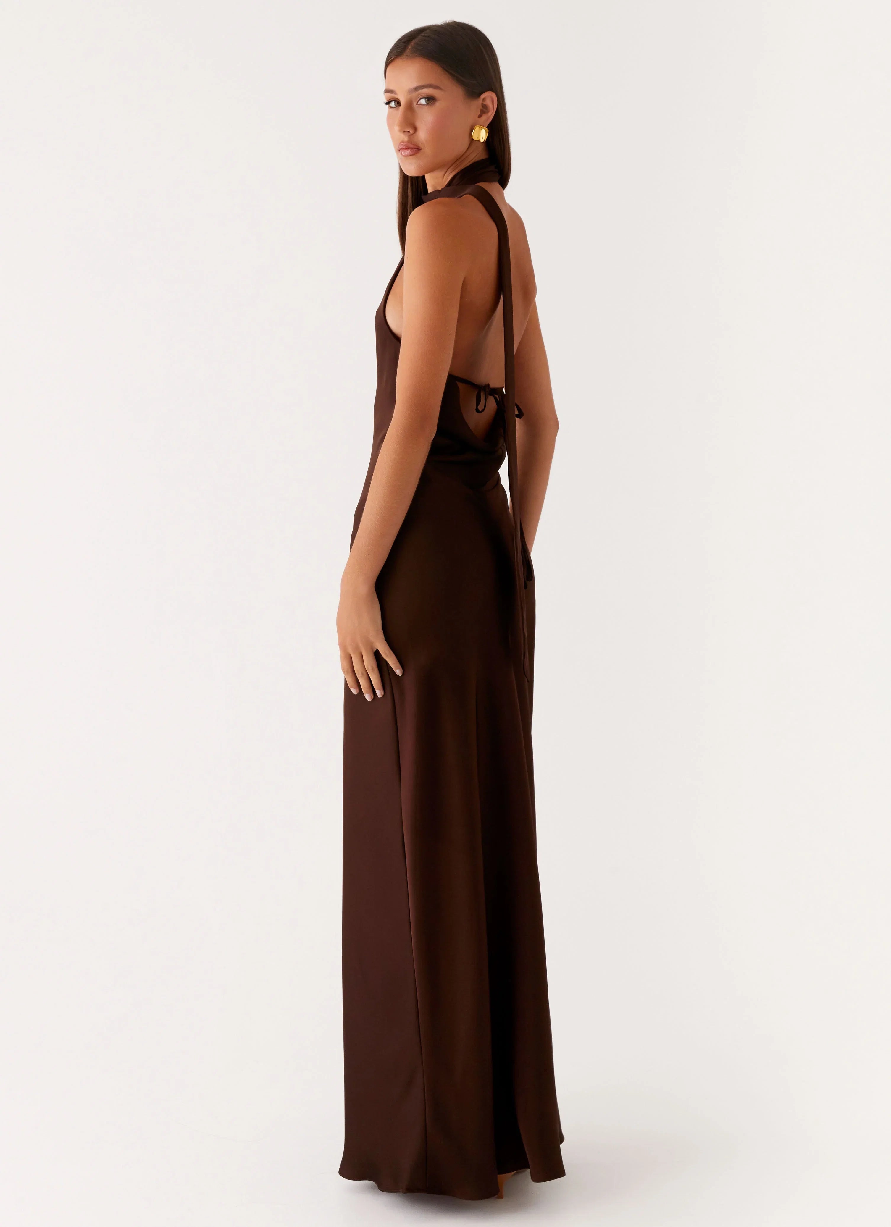 Keena Scarf Maxi Dress Chocolate