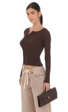 Off Center Cardigan in Brown