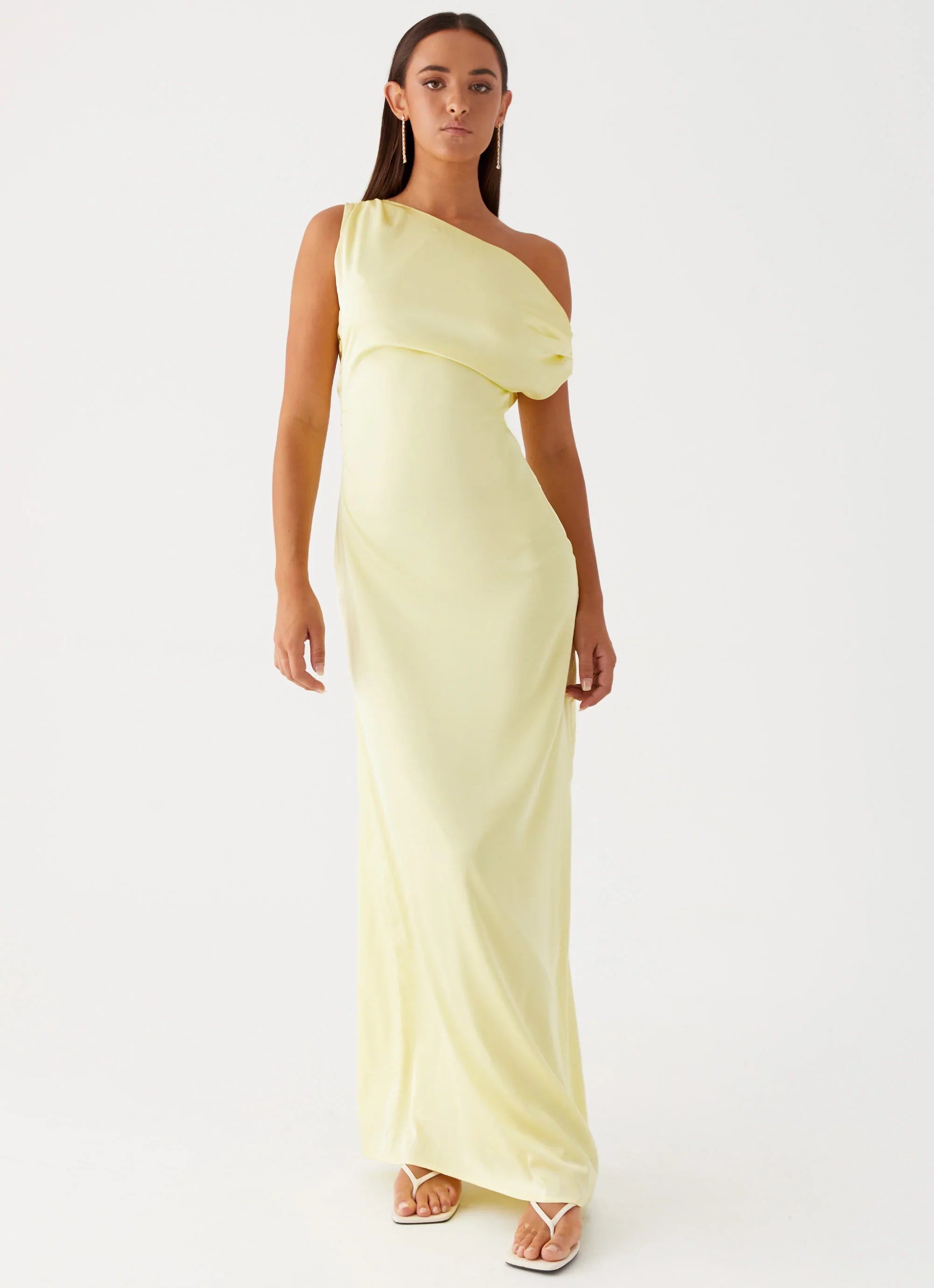 Heart Of Glass Satin Maxi Dress Yellow