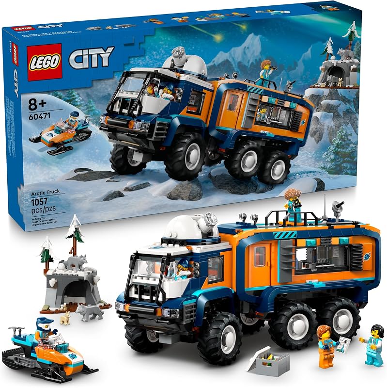 LEGO City Arctic Explorer Science Lab Truck Building Toy STEM Pretend Play Set for Boys Girls Ages 8 Buildable Toy Truck for Kids W 5 Minifigures Gift Idea for Birthdays 60471