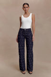 Alima Mid Rise Stud Denim Jeans Washed Indigo Blue