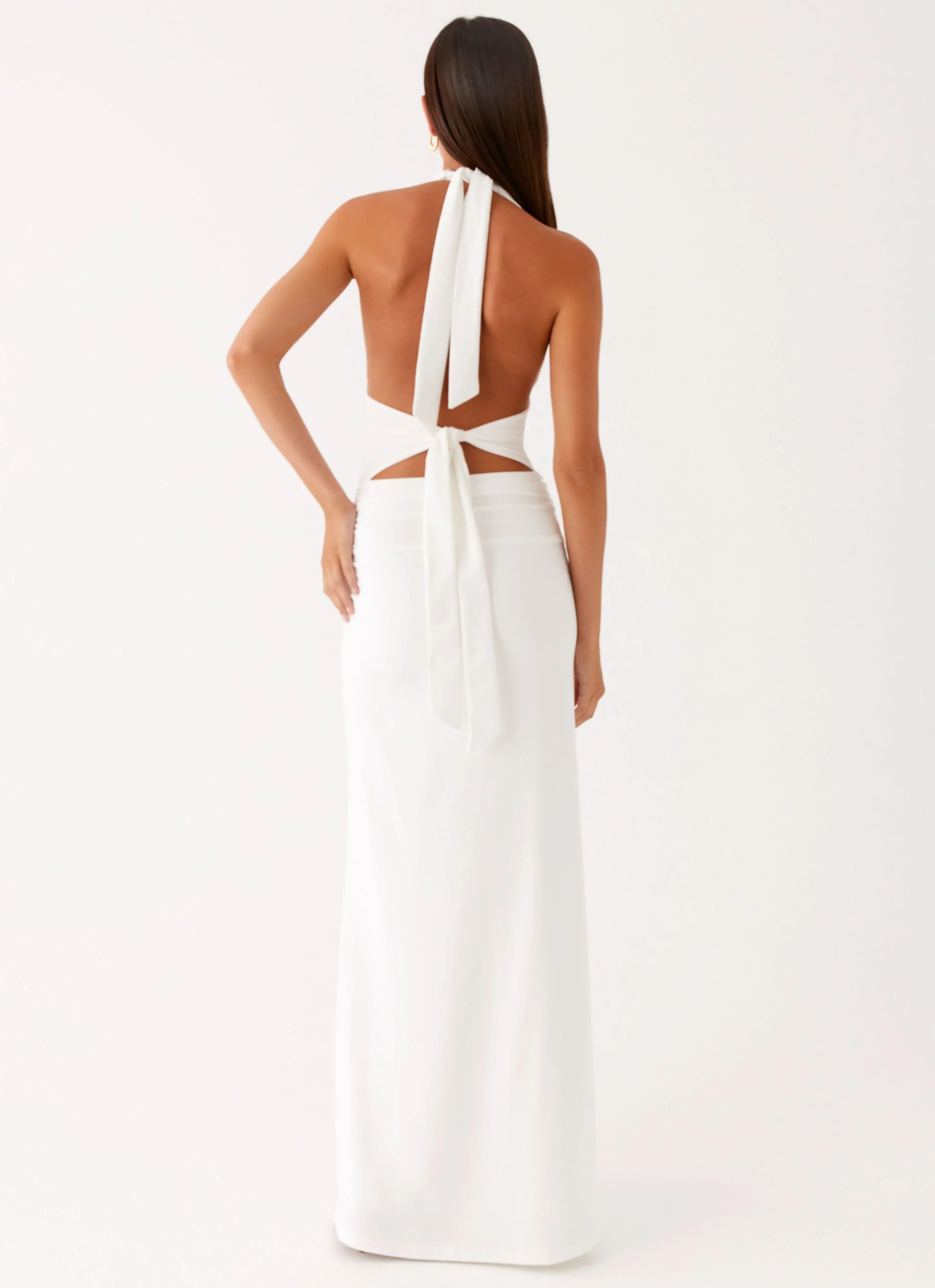 Ilaria Halter Maxi Dress White