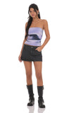 Strapless Mesh Swirl Top in Lavender