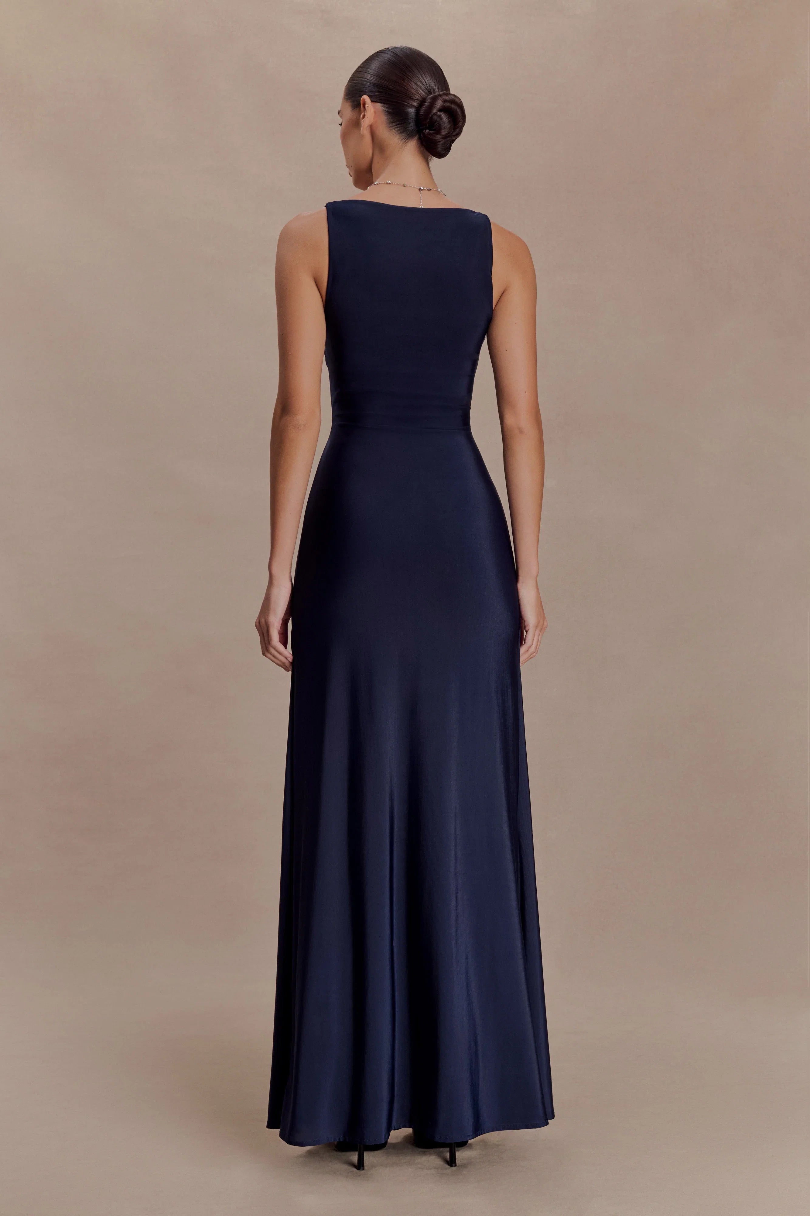 Perrie Slinky Ruched Maxi Dress Ink Blue