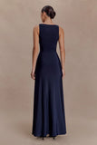 Perrie Slinky Ruched Maxi Dress Ink Blue