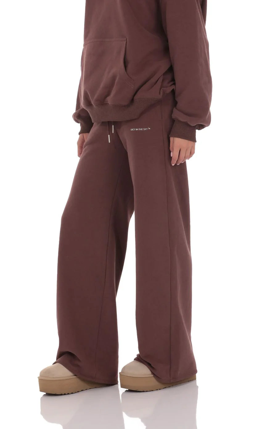 Fleece Straight Sweatpants in Brown