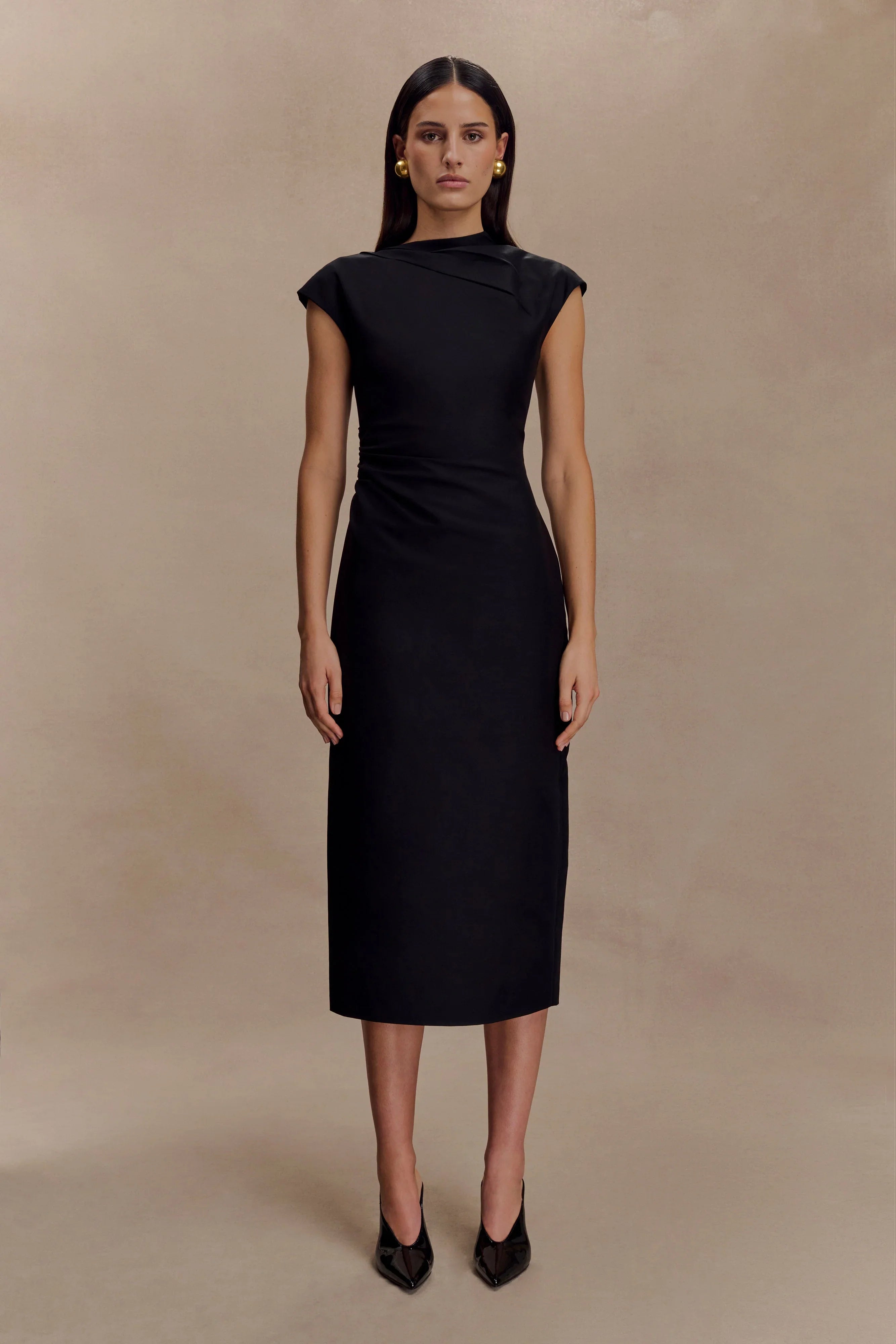 Lorena Cotton Midi Dress Black