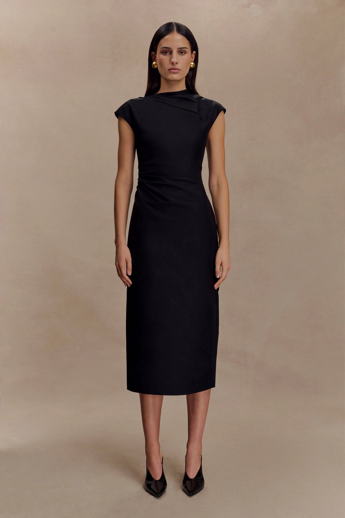 Lorena Cotton Midi Dress Black