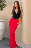 Jacqulin Bright Red Chiffon Maxi Skirt