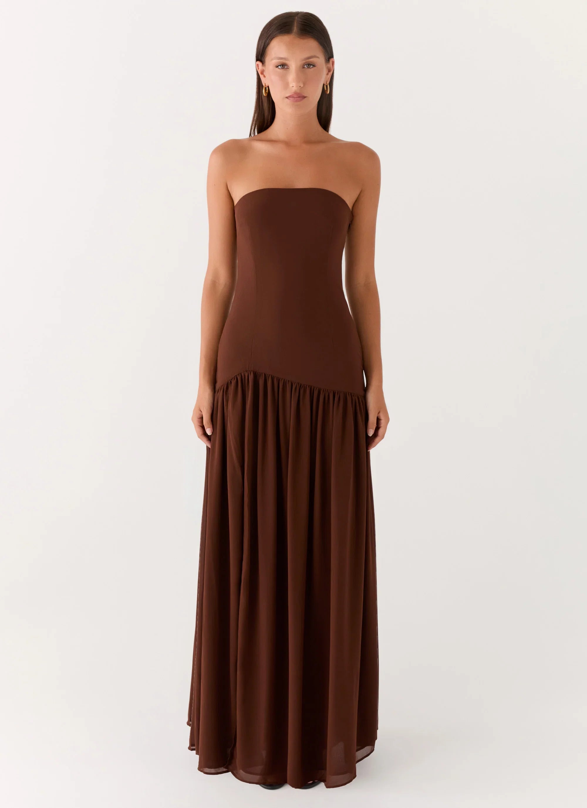 Eden Strapless Maxi Dress Brown