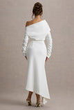 Lou White One Shoulder Asymmetric Maxi Dress