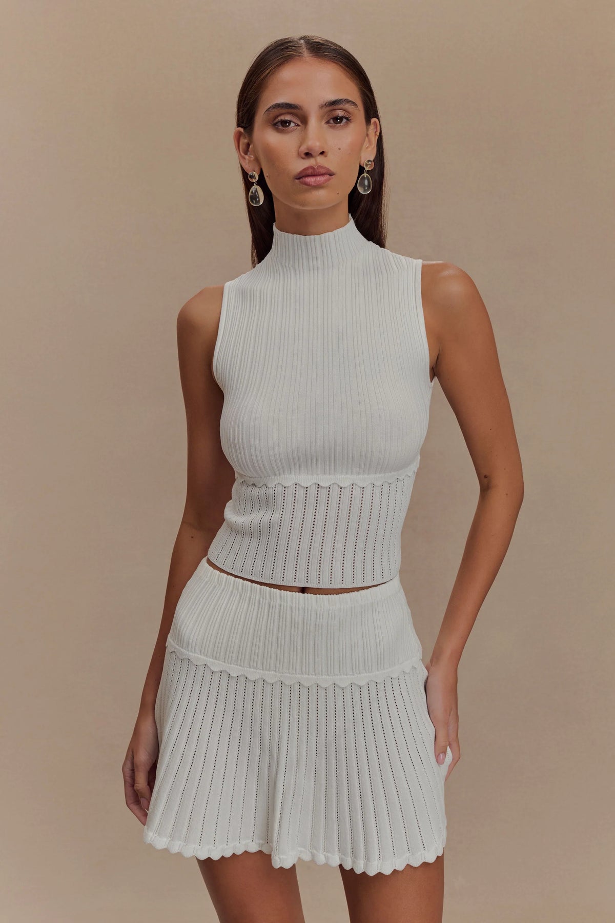 Indy Pointelle Knit Top Ivory