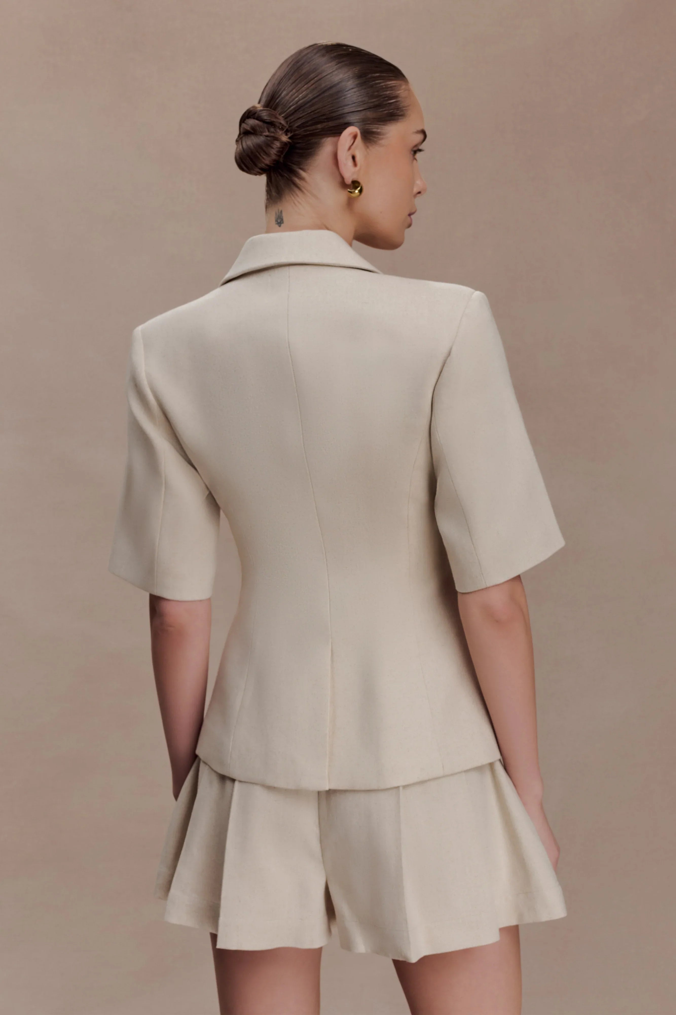 Martine Short Sleeve Linen Top Natural