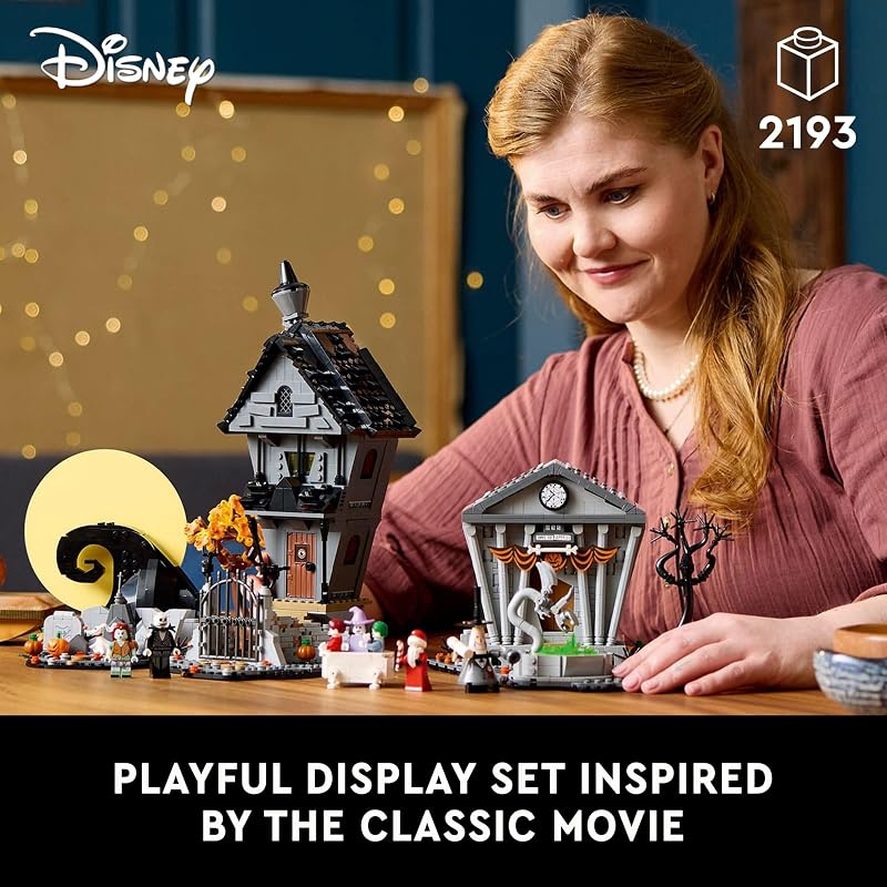 LEGO Disney Tim Burtons The Nightmare Before Christmas Decor Building Set for Adults for Display Ages 18 Collectible DIY Craft for Fans of Iconic Movie with Minifigures Included 21351