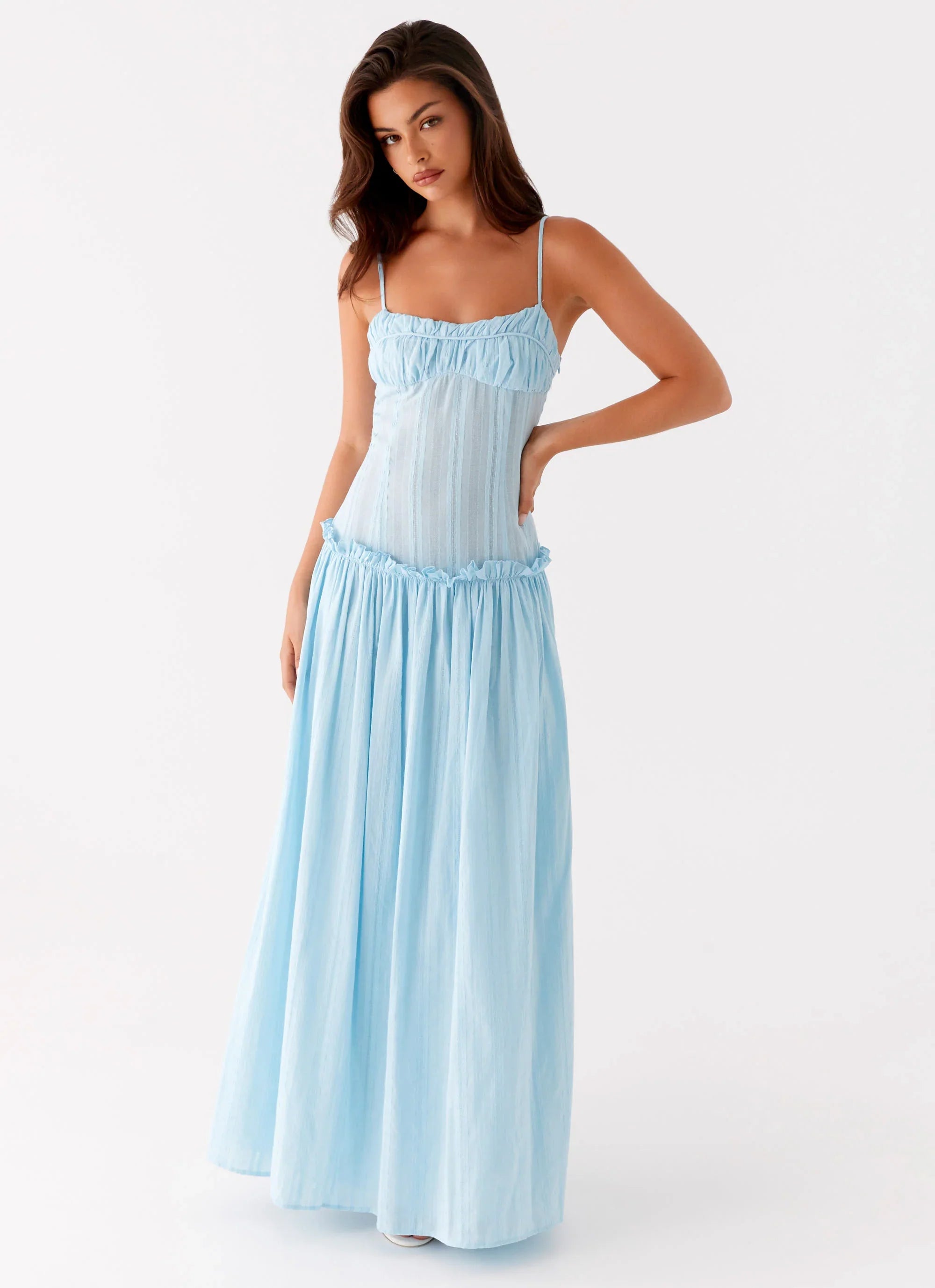 Jacinda Drop Waist Maxi Dress Blue