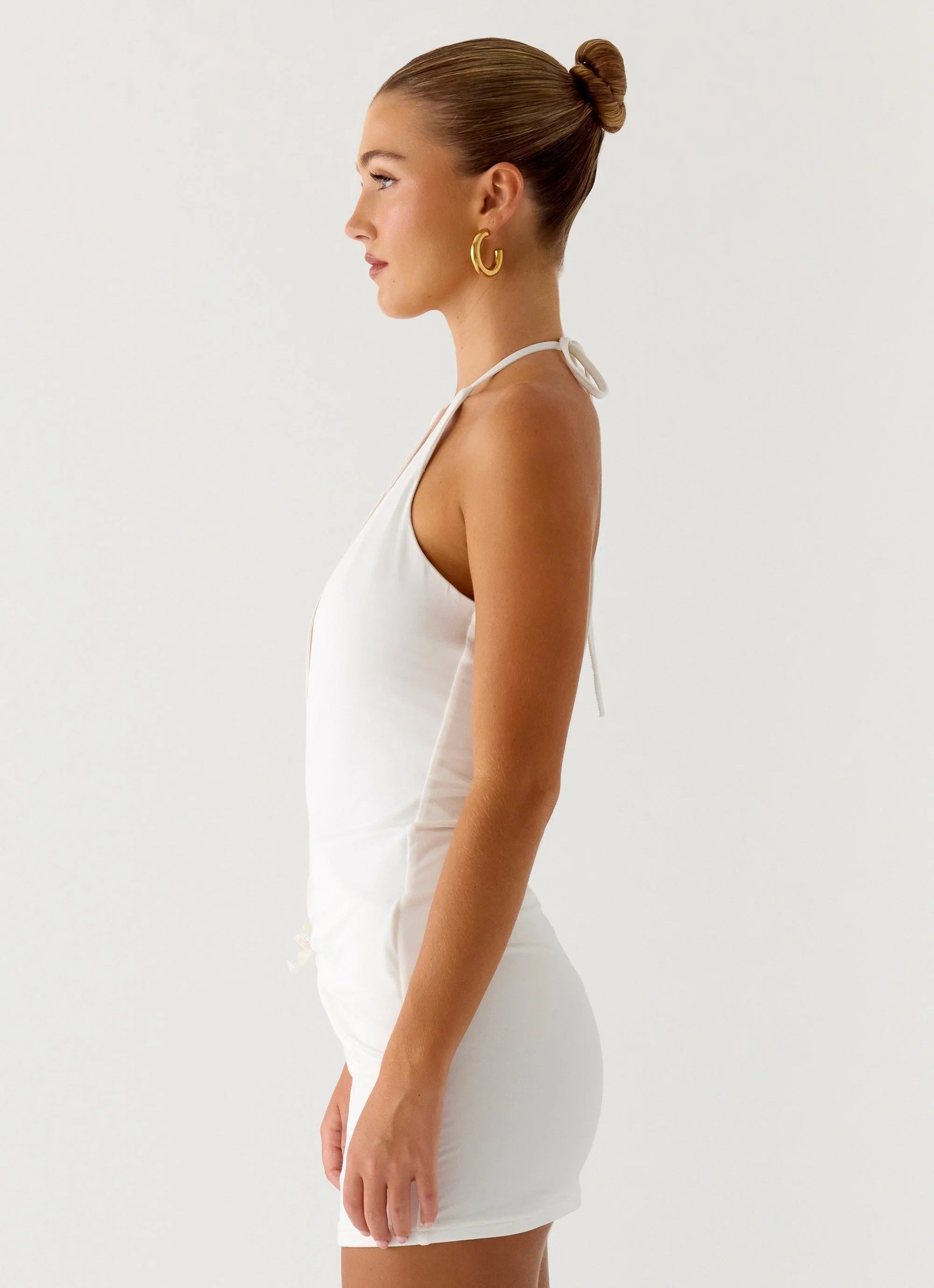 Undo Halter Mini Dress White