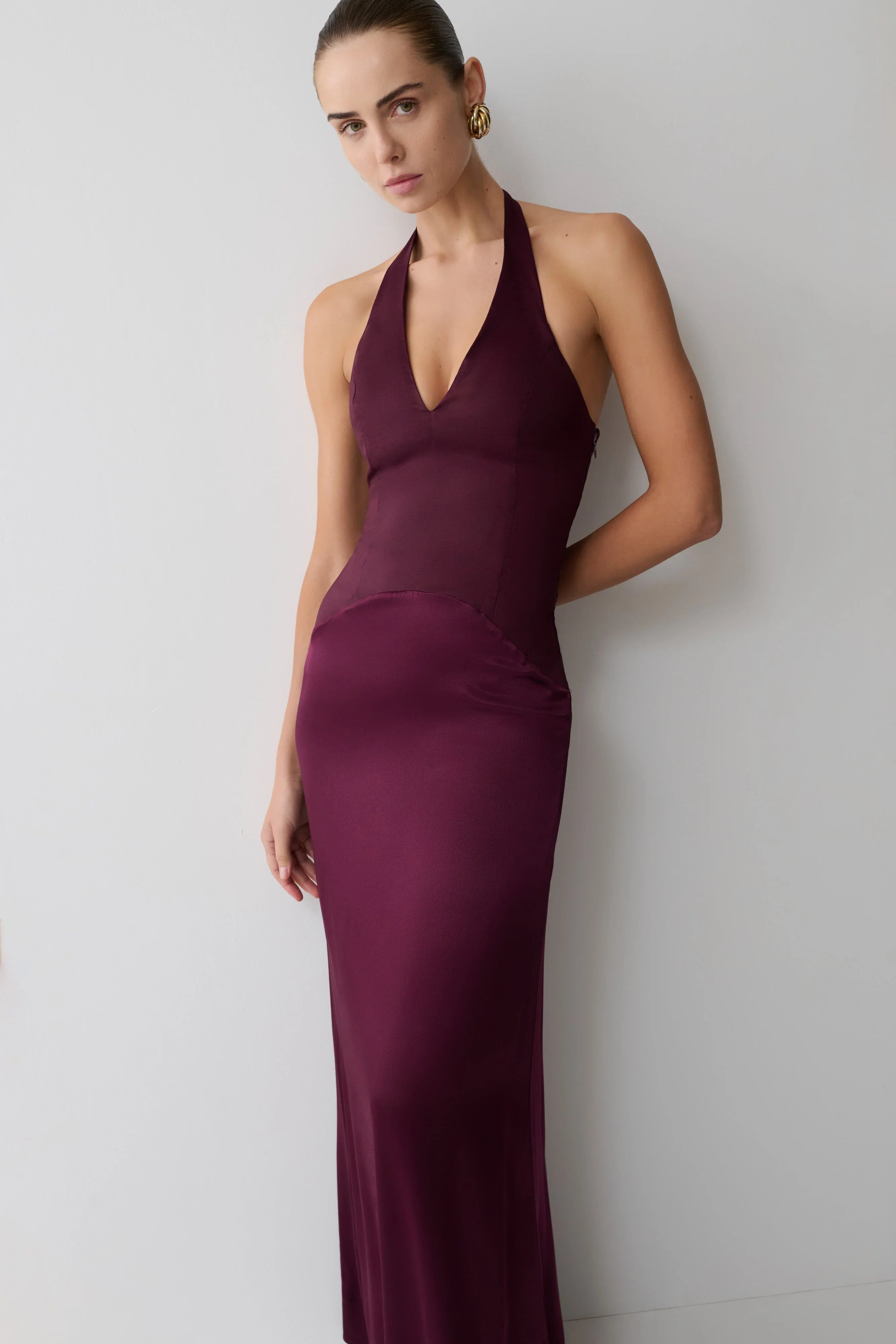 Maura Taffeta And Satin Maxi Dress Wine